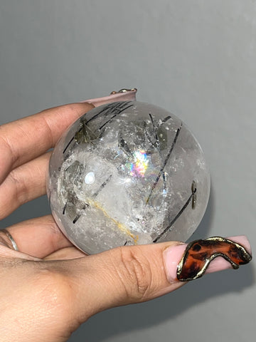 Black Tourmaline in Quartz Sphere