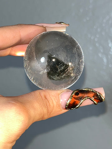 Green Chlorite in Quartz sphere