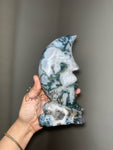 Moss Agate Moon Face