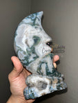 Moss Agate Moon Face