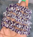 CHUNKY Amethyst & Clear Quartz Crystal Chip Bracelet