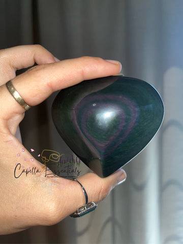 Rainbow Obsidian Heart