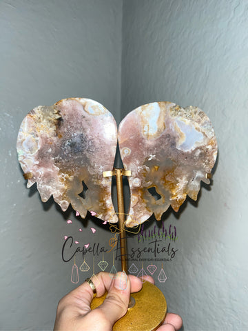 Pink Amethyst/ Flower Agate Angel Wings